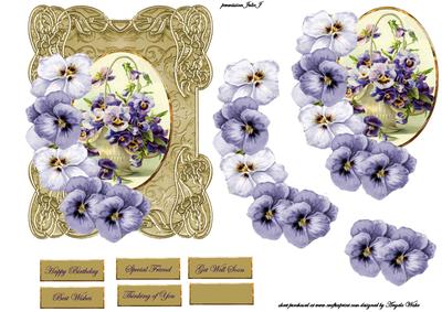 Basket of Pansies on an Ornate Frame