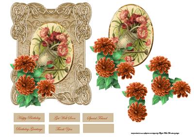 Orange Dahl'la Flower on an Ornate Frame