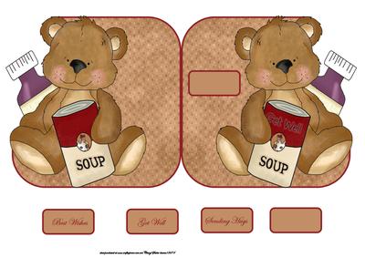 Teddy Get Well Soup Over the Edge Card