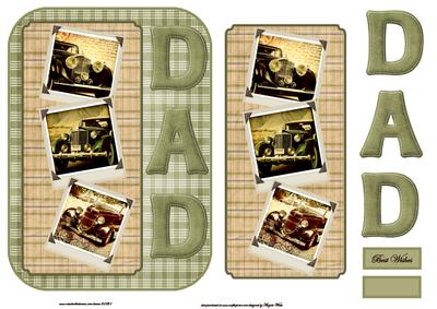 Vintage Cars for Dad Card Front with Toppers
