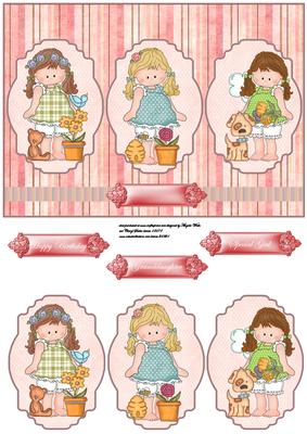 Girl Friends Together Panel Card with Toppers