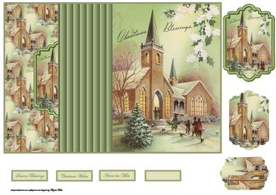 Vintage Christmas Service No Hole Fold Back Card