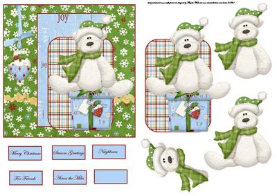 Polar Bears Christmas Card Front with a Topper