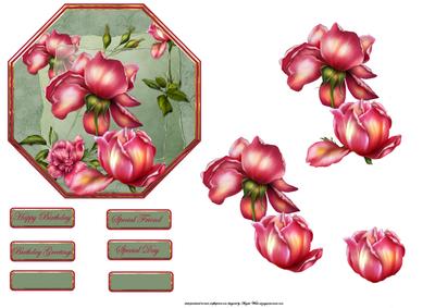 Rose of Joy Octagon Shaped Card with Decoupage