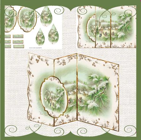 Noel, Noel, Church Scene Vintage No Hole Fold Back Card