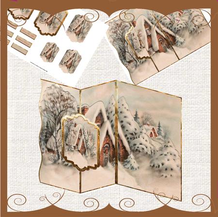 Vintage House at Christmas No Hole Fold Back Card
