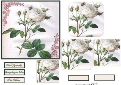 White Rose and Buds Card Front with Pyramid