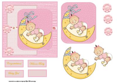 Rocker Moon Baby Card Front with Topper