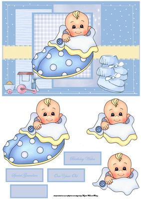 Baby Boy in a Slipper Bed Card Front