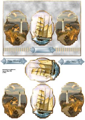 Sailing the Seas Panel Card with Toppers