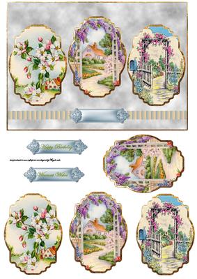 Garden Views Panel Card Front with Toppers and Sentiment Tag