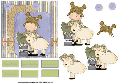 Barnyard Daisy Card Front with Decoupage