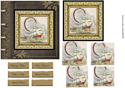 Vintage Boat Card with Topper and Pyramid Layers