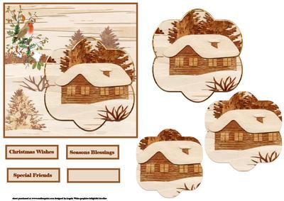 Log Cabin in the Snow and Robin Card Front