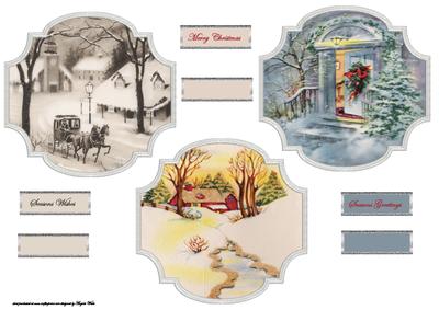 Christmas Vintage Toppers with Sentiment Tags