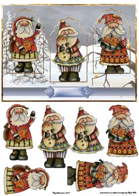 Santa Friends Card Front with Decoupage
