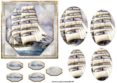 Sailing Boat Octagon Shaped Card Front with Pyramid Layers