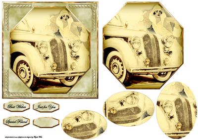 Retro Card and Lady Octagon Card Front with Topper