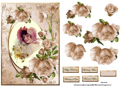 Vintage Bonnet Girl Card with Decoupage