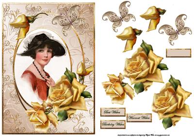Lady in the Black Hat with Decoupage