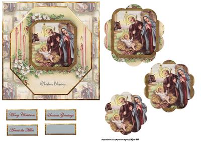 Christmas Nativity Octagon Shaped Card