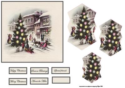 Village Christmas Tree Card Front with Pyramid Layers