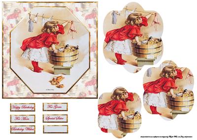 Dolls Wash Day Card Front with Pyramid
