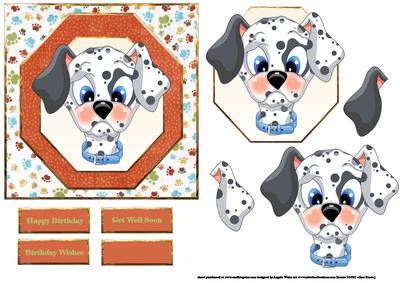 Dog with Spots Card Front with Topper and Sentiment Tags