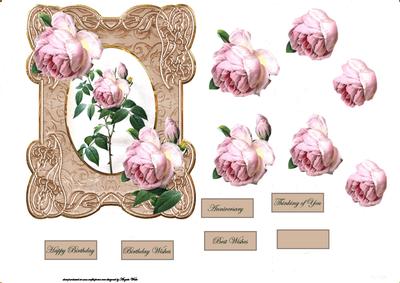Pink Rose on an Ornate Frame with Decoupage