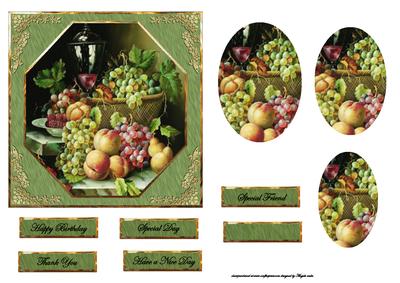 Wine,grapes and Fruit Card Front with Pyramid Layers