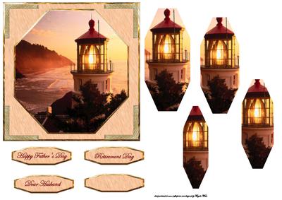 Lighthouse Beacon Card Front with Pyramid Layers