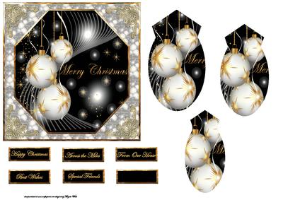 White and Gold Baubles Christmas and Pyramid Layer
