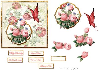 A Gift of Roses for You Card with a Topper and Decoupage