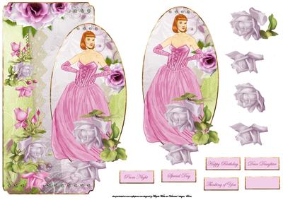 Girl Dressed for the Prom Card Front with Topper