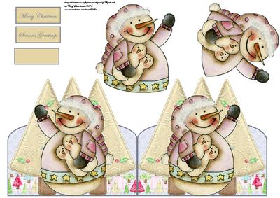 Snowman Over the Edge Cut and Fold Card with Decoupage
