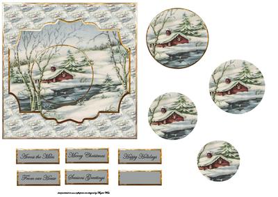 Log Cabin Across the River Card with Pyramid Layers