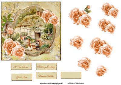 The Cottage Card Front with Decoupage and Sentiment