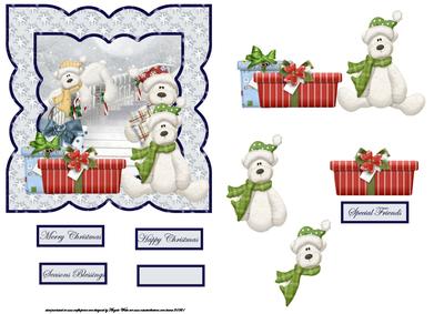 Polar Bear Christmas Card with Decoupage
