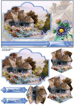 Country Cottage Garden Card with a Topper