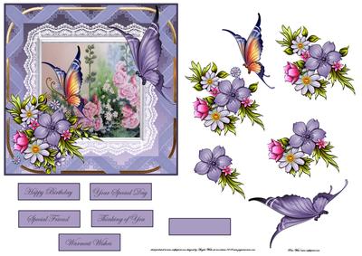 Meadow Flowers and Butterflies Card