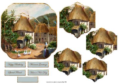 Vintage Farmyard Card with Topper and Pyramid Layers