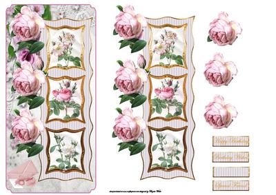 Vintage Rose Dl Card with Toppers and Decoupage