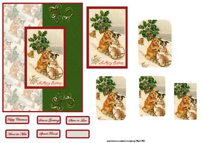 Dogs Sledge Fun in the Snow Card with Topper