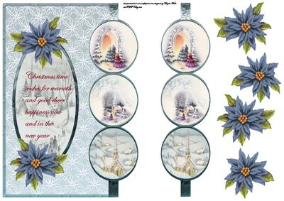 Blue Poinsettia and Vintage Scenes Over the Edge