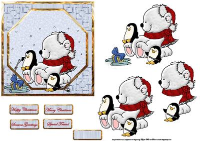Polar Bear and Friends Card with Decoupage
