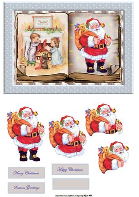 Christmas Santa Card with Decoupage and Sentiment Tags