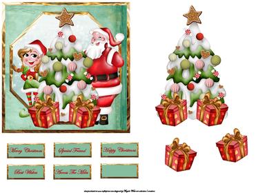 Santa and His Elf Card with Decoupage
