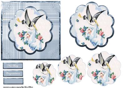 New Baby Boy Card with Petal Pyramid