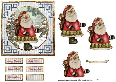 Handpainted Vintage Santa Card Front