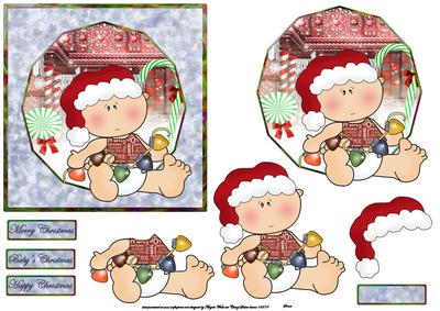 Baby's First Christmas Card and Topper